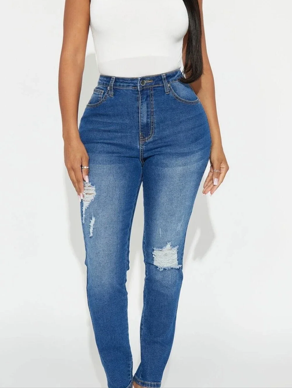 NEW!! Call It Love High Stretch Ripped Skinny Jeans - Dark Wash/Size 9-NWT